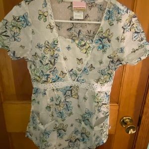 Skechers butterfly scrub top (XS)